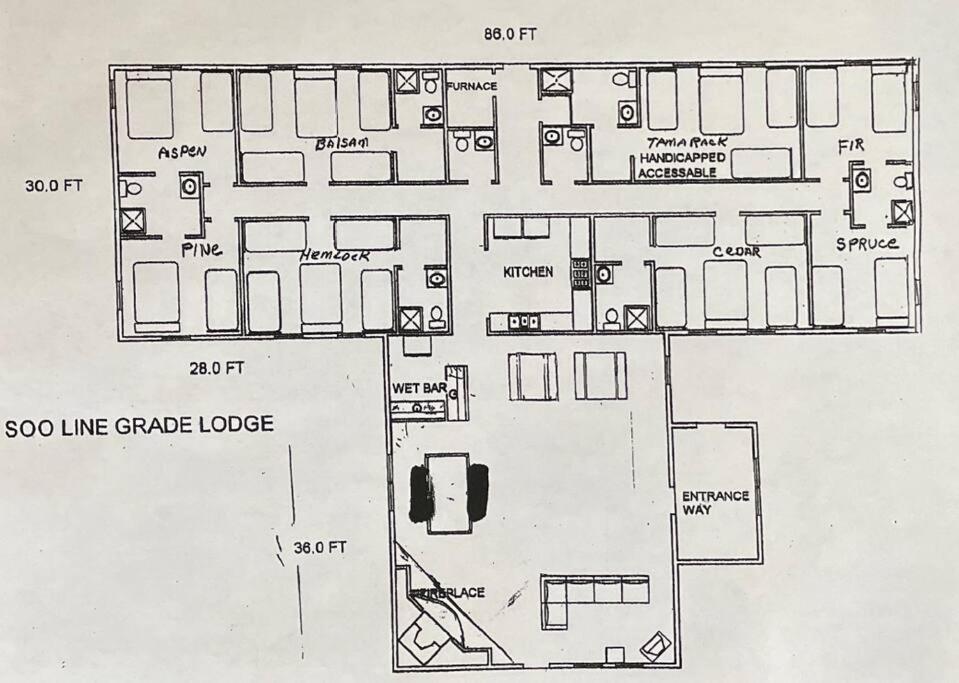 Brimley Lodge / Sleeps 36 / Snowmobile & Orv Trail Exterior photo